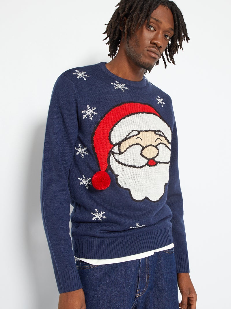 Gebreide trui met kerstmotief BLAUW - Kiabi