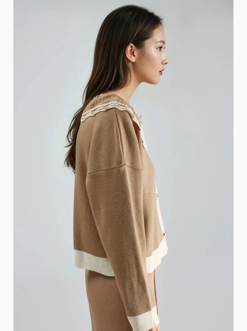 Gebreide trui met knoopsluiting en babykraag my fashion - Kiabi