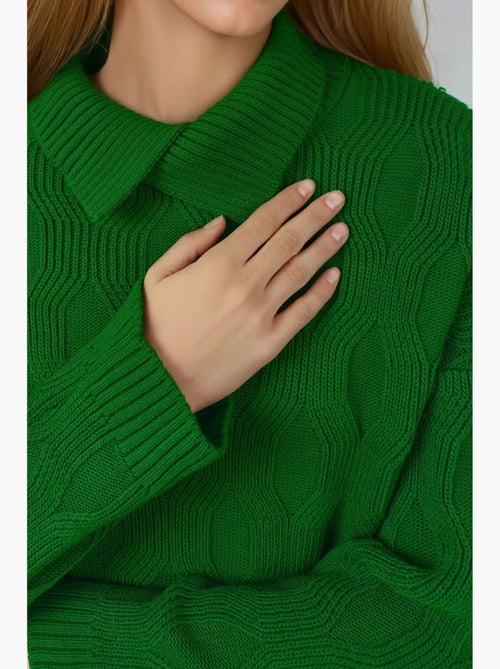 Gebreide trui met patroon en kraagdetail my fashion - Kiabi