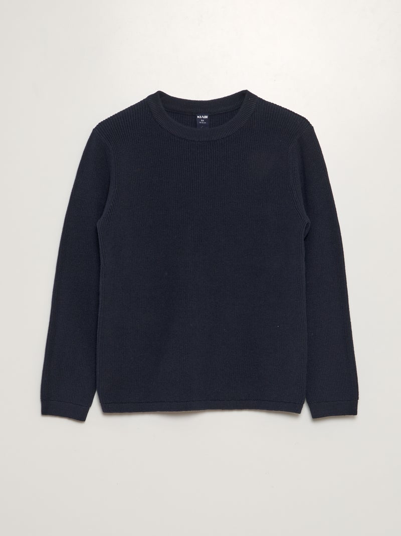 Gebreide trui met ronde hals BLAUW - Kiabi