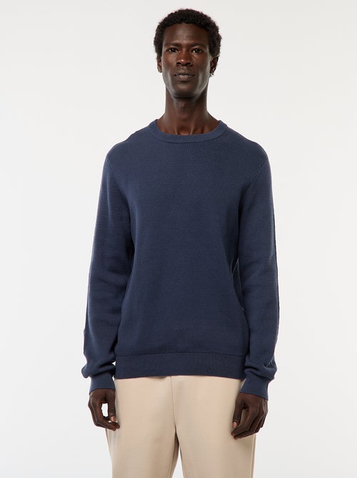 Gebreide trui met ronde hals en fantasiepatroontje - Kiabi