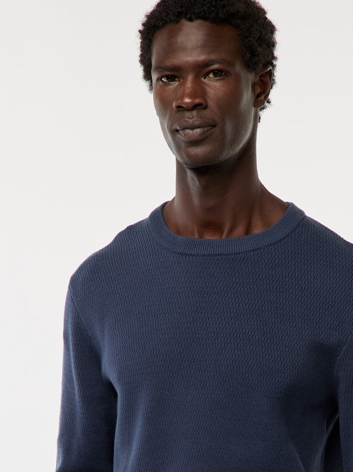 Gebreide trui met ronde hals en fantasiepatroontje - Kiabi