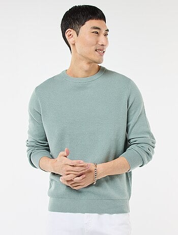 Gebreide trui met ronde hals en fantasiepatroontje