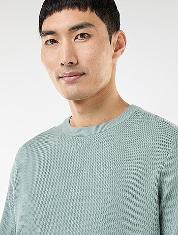 Gebreide trui met ronde hals en fantasiepatroontje