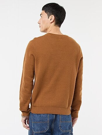 Gebreide trui met ronde hals en fantasiepatroontje