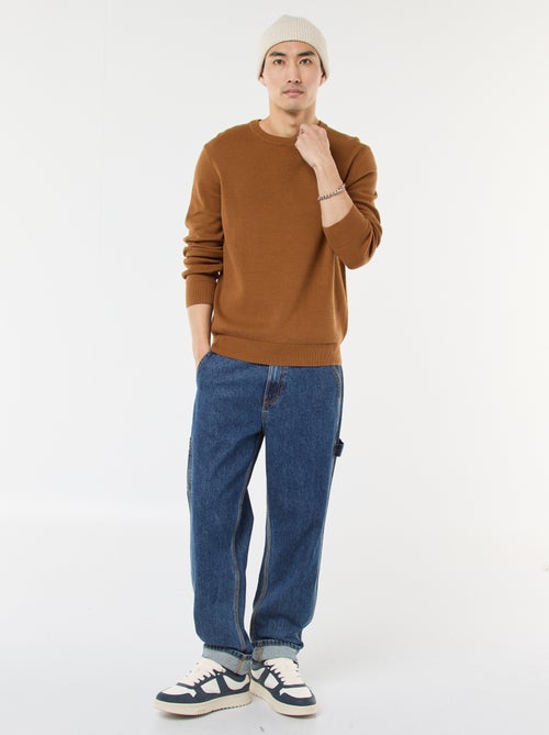 Gebreide trui met ronde hals en fantasiepatroontje - Kiabi