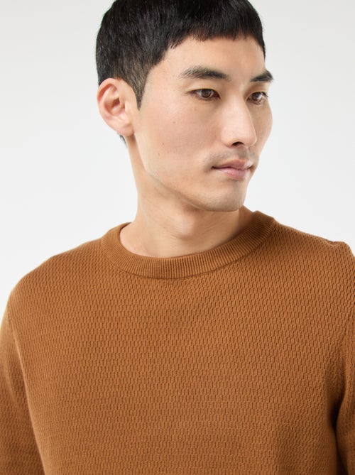 Gebreide trui met ronde hals en fantasiepatroontje - Kiabi