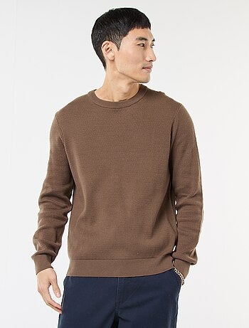 Gebreide trui met ronde hals en fantasiepatroontje