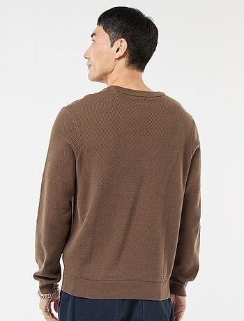 Gebreide trui met ronde hals en fantasiepatroontje