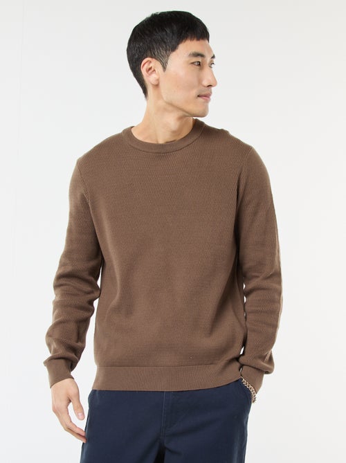 Gebreide trui met ronde hals en fantasiepatroontje - Kiabi Gebreide trui met ronde hals en fantasiepatroontje - Kiabi