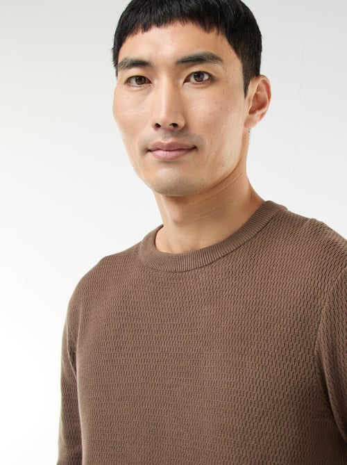 Gebreide trui met ronde hals en fantasiepatroontje - Kiabi Gebreide trui met ronde hals en fantasiepatroontje - Kiabi