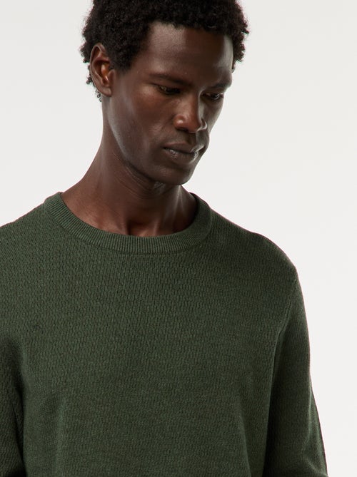 Gebreide trui met ronde hals en fantasiepatroontje - Kiabi