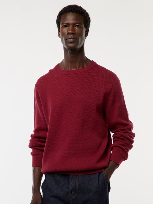 Gebreide trui met ronde hals en fantasiepatroontje - Kiabi