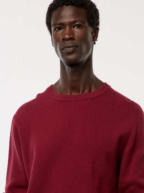 Gebreide trui met ronde hals en fantasiepatroontje - Kiabi