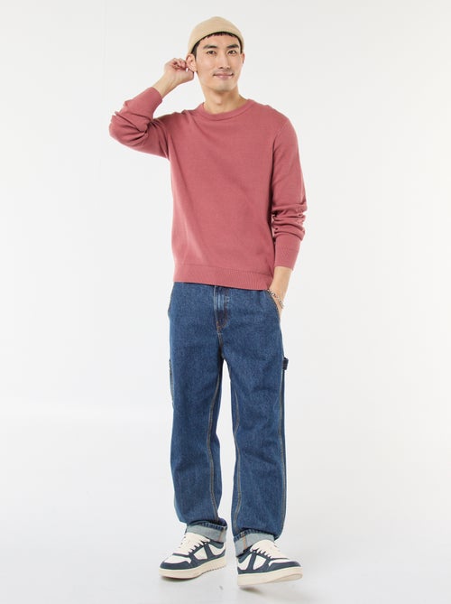 Gebreide trui met ronde hals en fantasiepatroontje - Kiabi