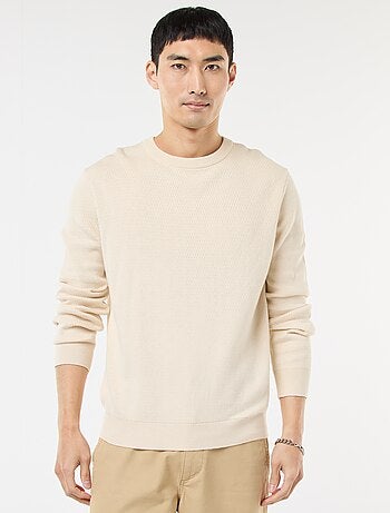 Gebreide trui met ronde hals en fantasiepatroontje