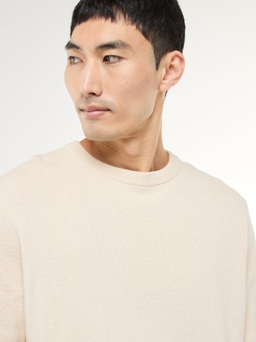 Gebreide trui met ronde hals en fantasiepatroontje - Kiabi