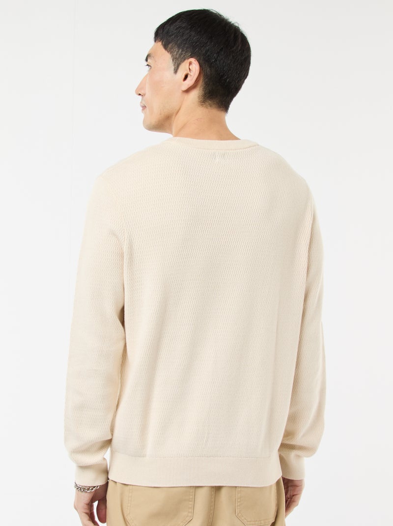 Gebreide trui met ronde hals en fantasiepatroontje Wit - Kiabi