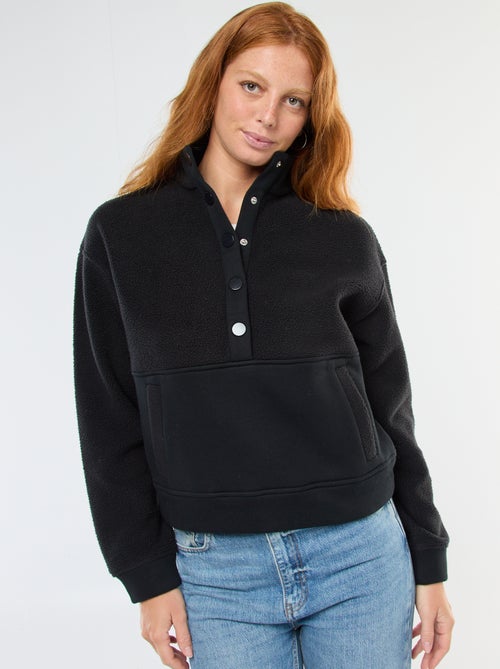 Gebreide trui met schipperskraag en schapenvachteffect - Kiabi Gebreide trui met schipperskraag en schapenvachteffect - Kiabi