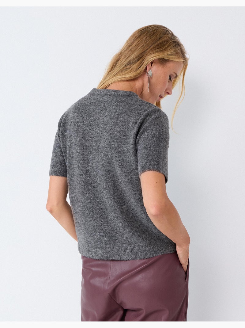 Gebreide trui met steentjes, mo fashion Grijs - Kiabi