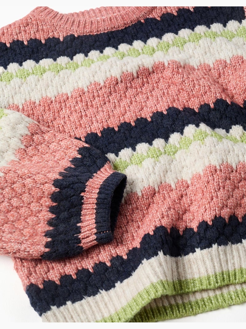 Gebreide trui met strepen Roze - Kiabi