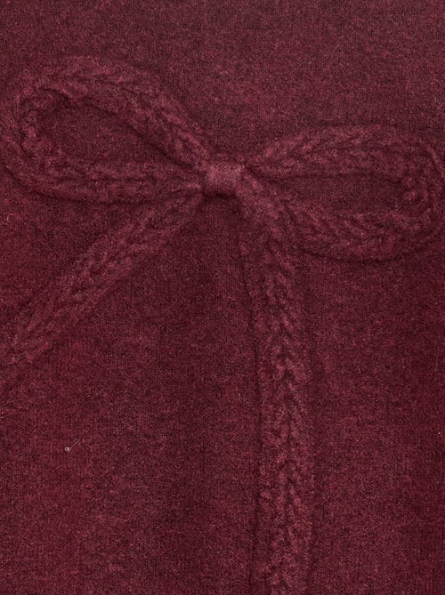 Gebreide trui met strik en kabelpatroon aan de voorzijde - Kiabi