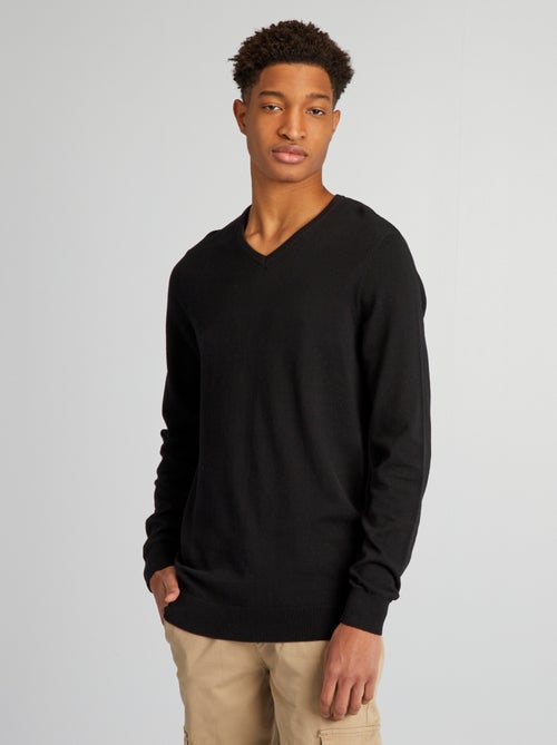 Gebreide trui met V-hals, voor personen die langer zijn dan 1m90 - Kiabi Gebreide trui met V-hals, voor personen die langer zijn dan 1m90 - Kiabi