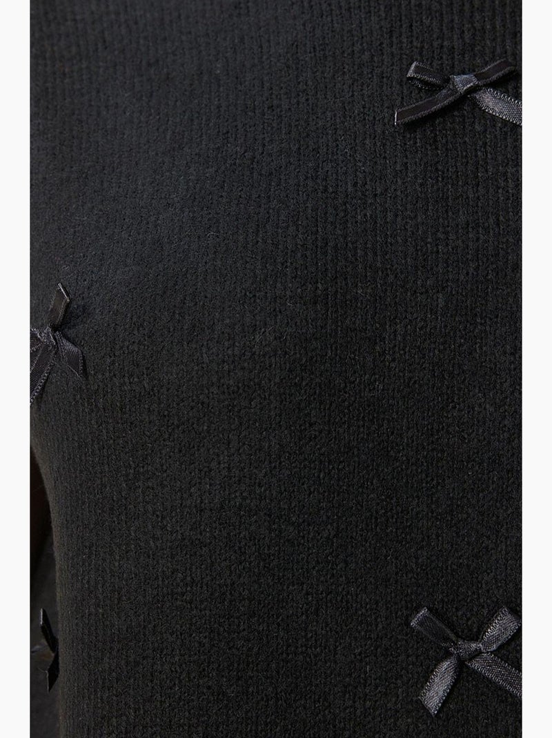 Gebreide trui-vest met textuur en strikdetail istanbul Zwart - Kiabi