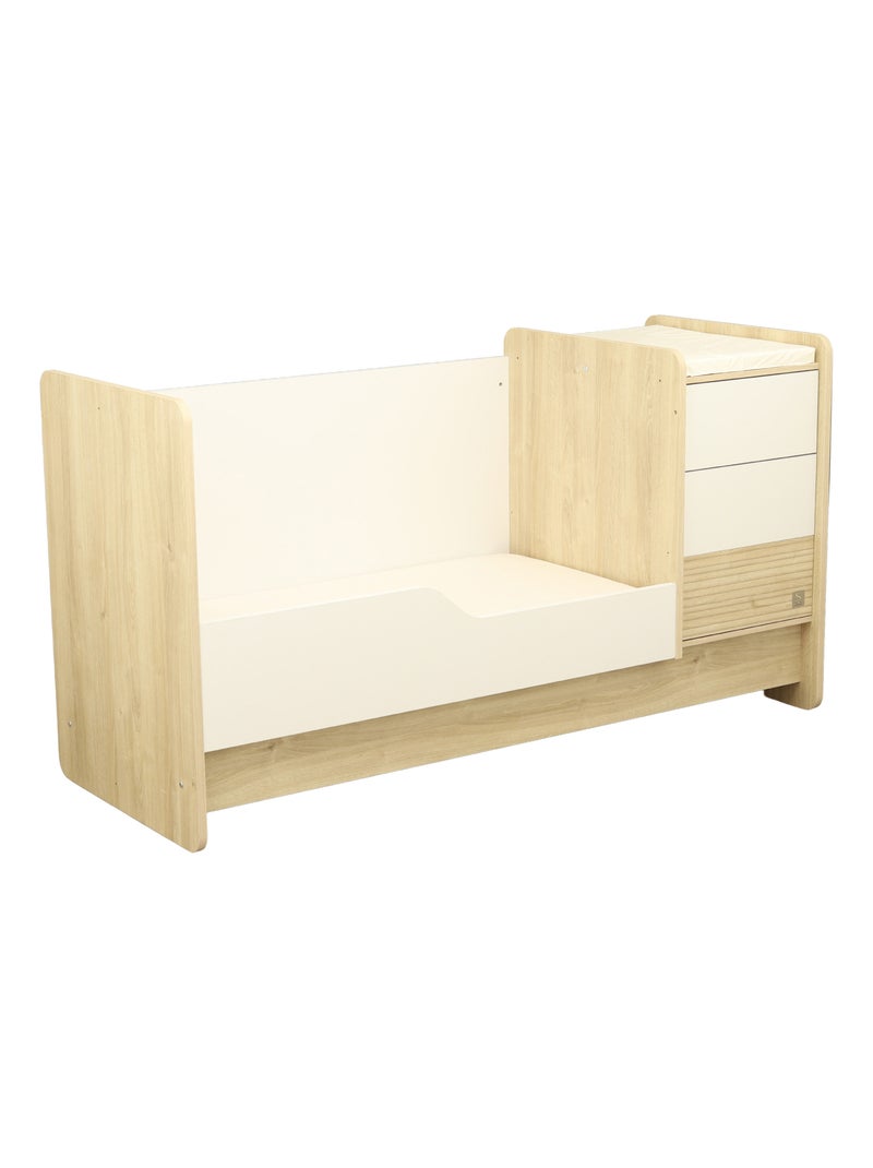Gecombineerd bed 140x70 om te bouwen tot 90x190 Wit Bruin - Kiabi