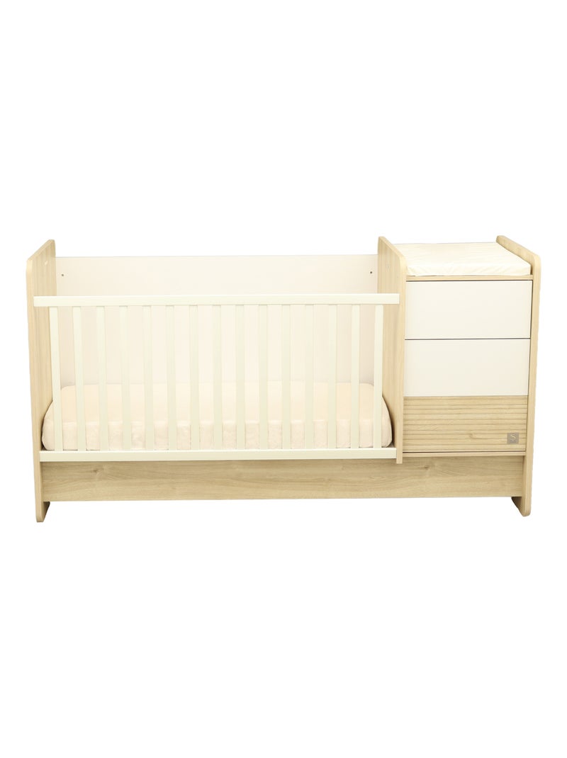 Gecombineerd bed 140x70 om te bouwen tot 90x190 Wit Bruin - Kiabi
