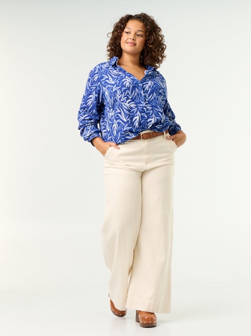 Gecrêpte blouse met print - Kiabi
