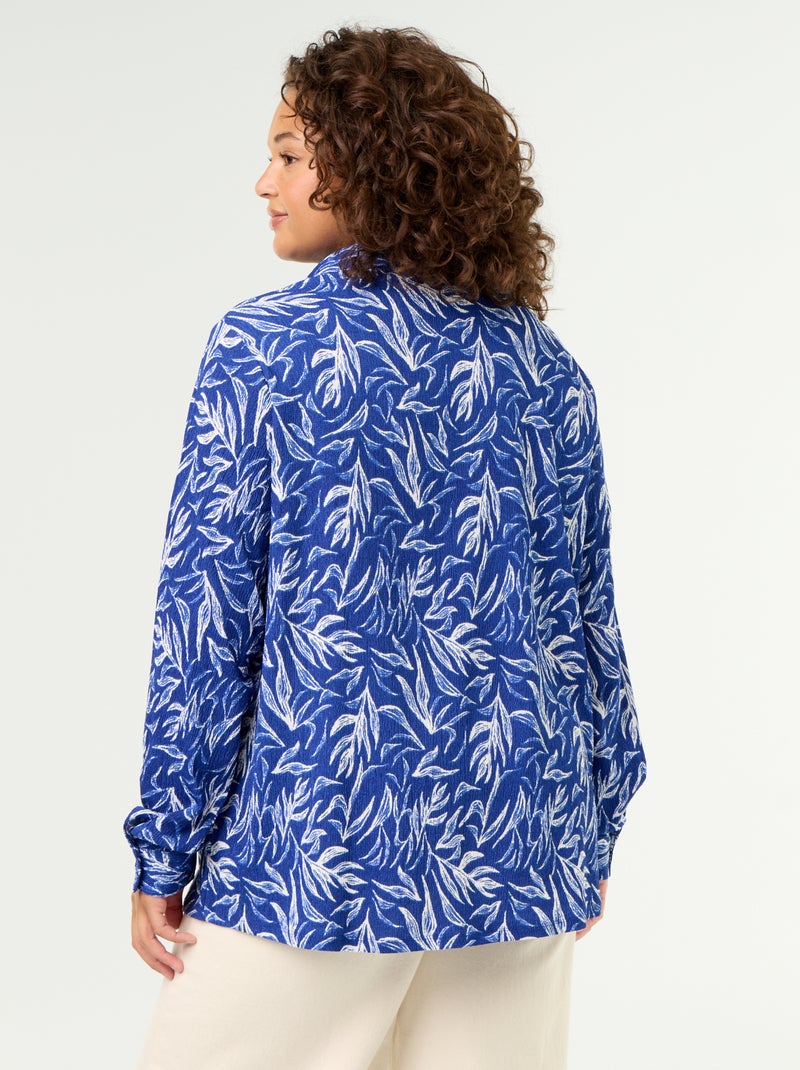 Gecrêpte blouse met print Blauw - Kiabi