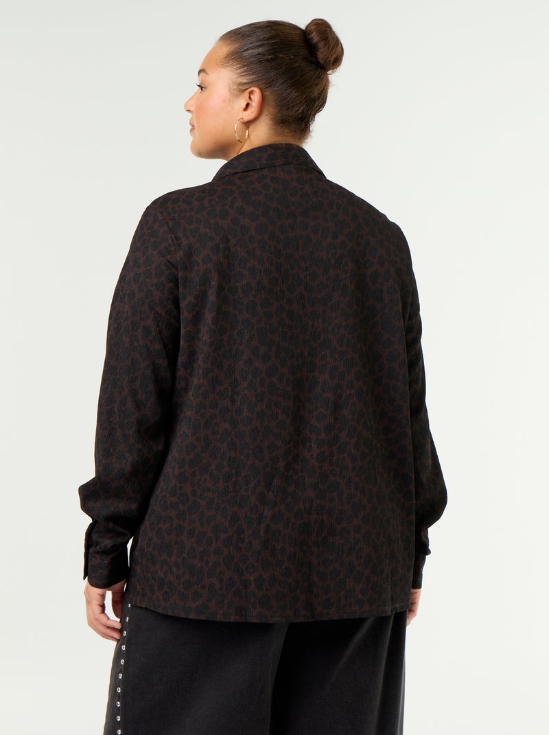 Gecrêpte blouse met print Bruin - Kiabi