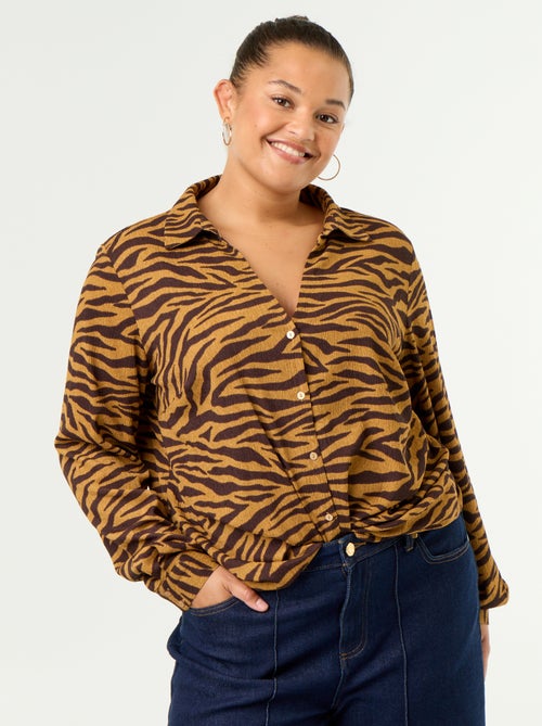 Gecrêpte blouse met print - Kiabi