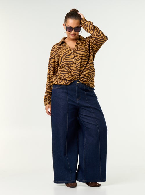 Gecrêpte blouse met print - Kiabi