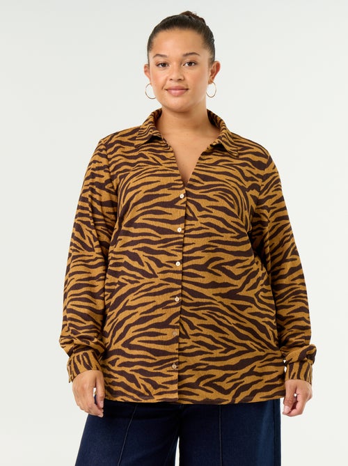 Gecrêpte blouse met print - Kiabi