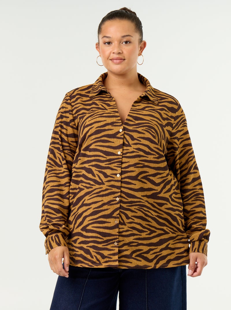 Gecrêpte blouse met print Geel - Kiabi