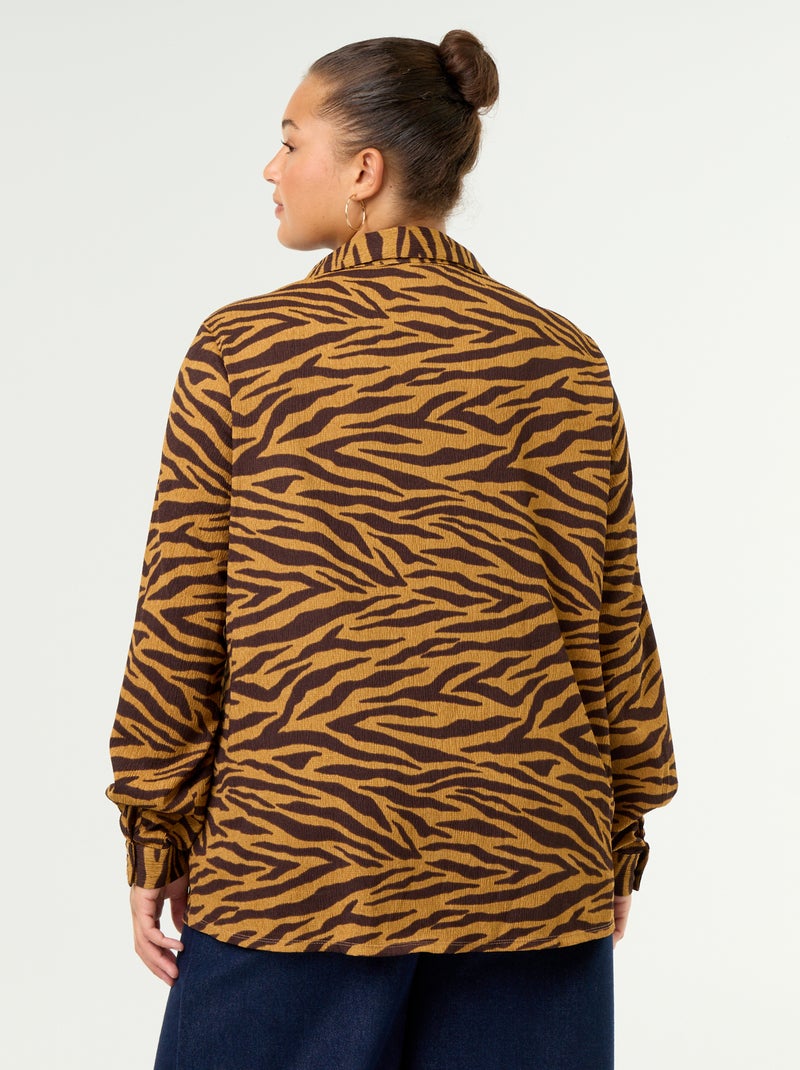 Gecrêpte blouse met print Geel - Kiabi