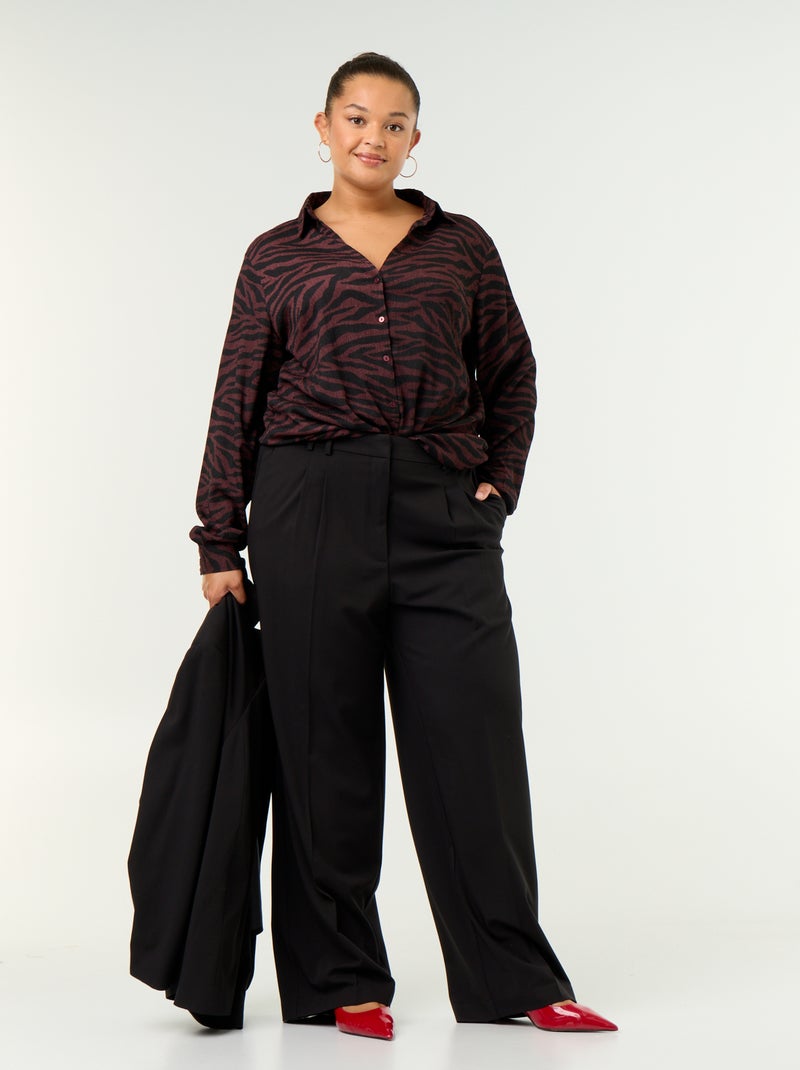 Gecrêpte blouse met print Paars - Kiabi