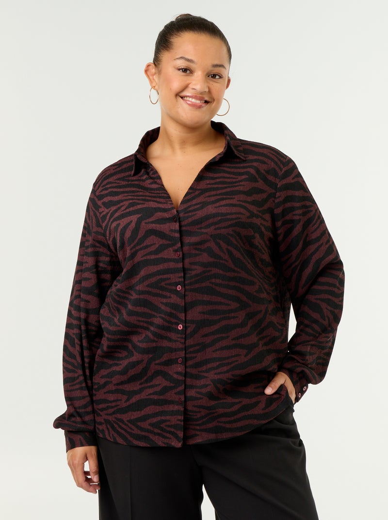 Gecrêpte blouse met print Paars - Kiabi
