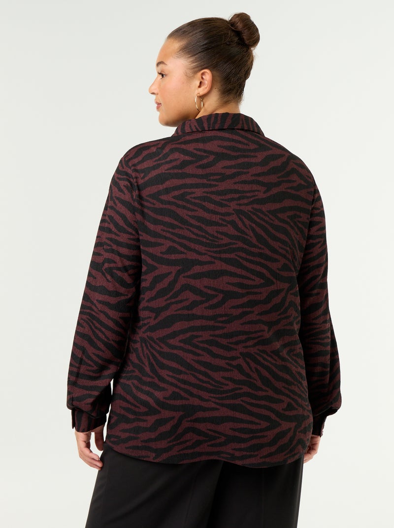 Gecrêpte blouse met print Paars - Kiabi