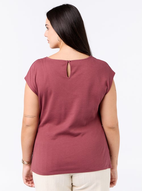 Gedrapeerd T-shirt met goudkleurig sieraad - Kiabi