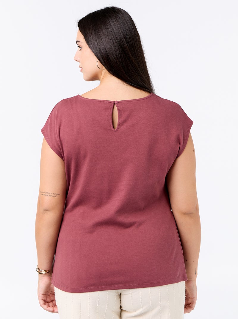 Gedrapeerd T-shirt met goudkleurig sieraad Rose - Kiabi