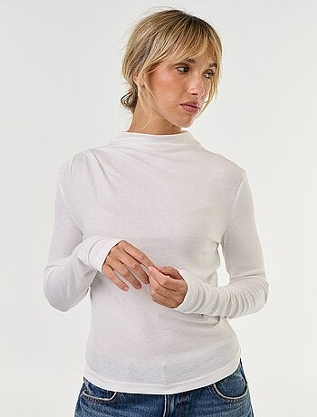Gedrapeerd T-shirt met lange mouwen