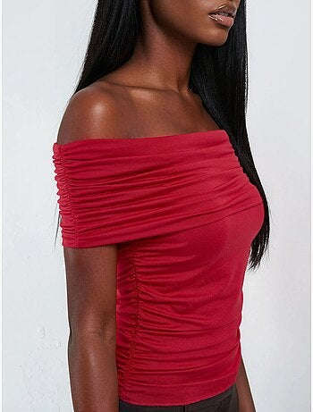 Gedrapeerde blouse met blote schouders busem