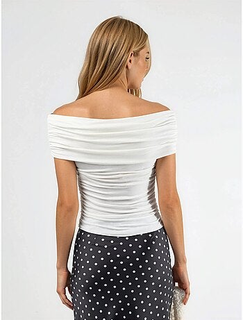 Gedrapeerde blouse met blote schouders busem