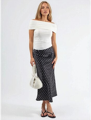 Gedrapeerde blouse met blote schouders busem