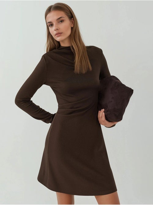 Gedrapeerde mini-jurk met ronde hals hiccup - Kiabi