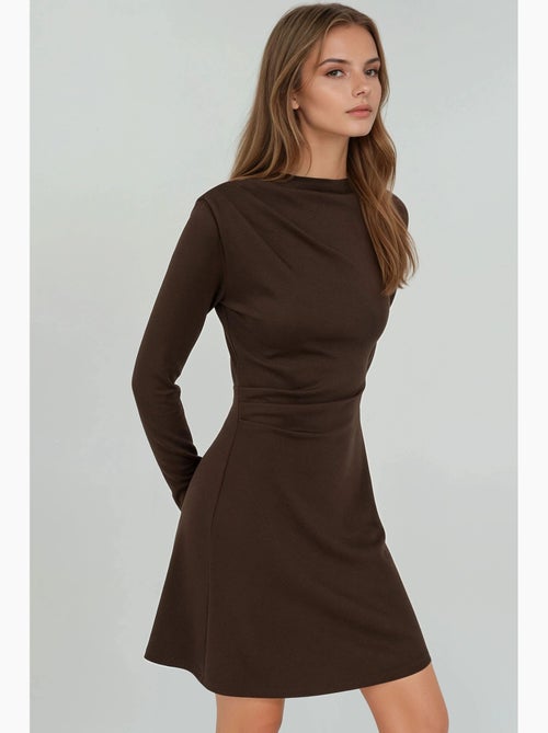 Gedrapeerde mini-jurk met ronde hals hiccup - Kiabi
