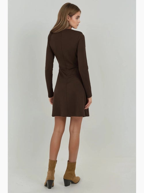 Gedrapeerde mini-jurk met ronde hals hiccup - Kiabi